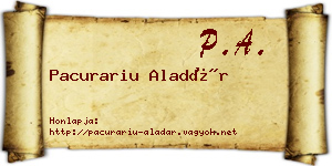 Pacurariu Aladár névjegykártya